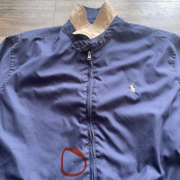 Vintage Polo Ralph Lauren Bi-Swing Bomber Jacket Full Zip Navy Blue Men XL - Picture 5 of 11